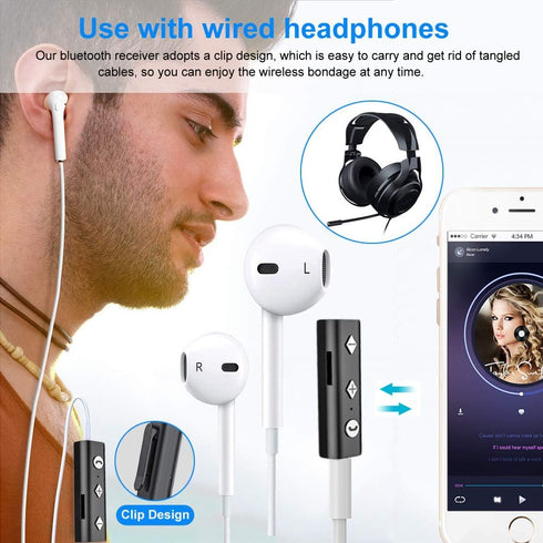 Bluetooth Aux Receiver, Mini Bluetooth 5.1 Car Adapter Portable Wireless 3.5mm Jack Audio Receiver for Car, Headphones, Home Stereo Music System, ...