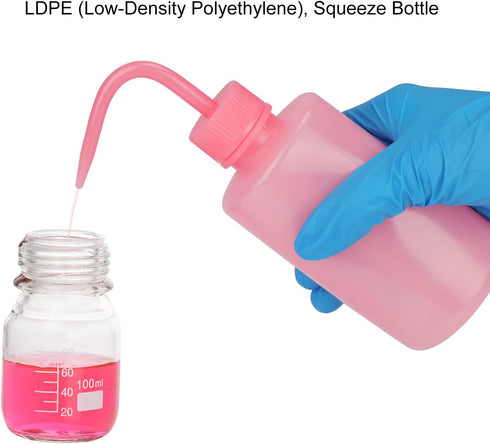 stonylab Chemical Wash Bottle, 2-Pack Watering Tool LDPE Squeeze Bottle Safety Plastic Rinse Bottle with Scale Labels and Narrow Mouth Squirt Bott...