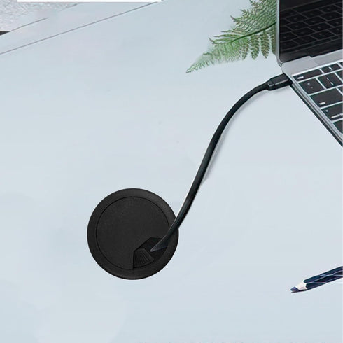 8 pcs 2 Inch 50 mm Plastic Desk Cord Cable Hole Wire Organizer Black Desk Grommet Adjustable Cord Cover (Black)...