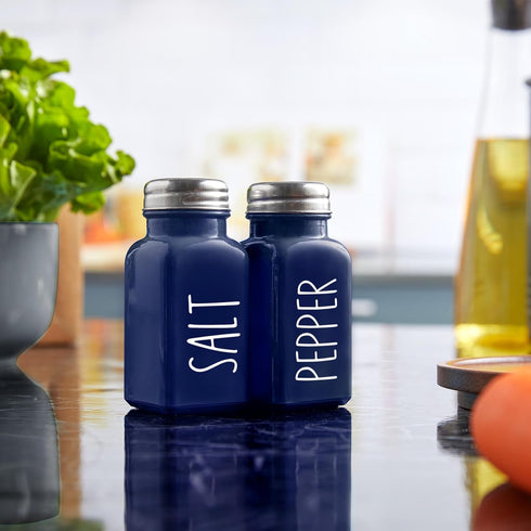 Navy Blue Salt and Pepper Shakers Set - Bivvclaz 2.7 oz Christmas Salt and Pepper Shakers, Blue Kitchen Decor and Accessories for Home Restaurants...