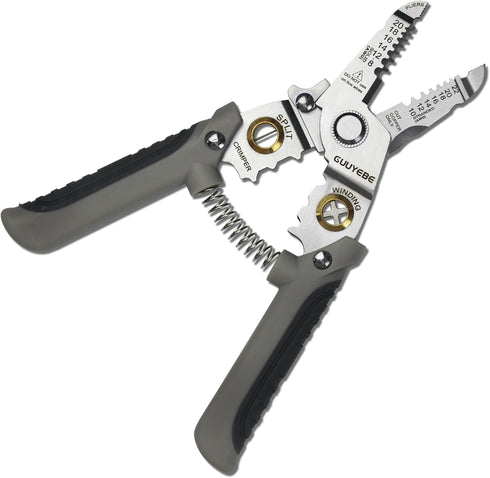 Wire Stripper, Multifunctional Wire Strippers Electrical with Cuts 8 10 12 14 16 18 20 22 AWG Cutter Pliers Splitter Winding Wires Cable Crimper C...