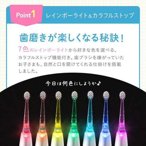 BabySmile Kids Sonic Electric Toothbrush for Ages 0-12 Years (Made in Japan) with Rainbow LED and Smart Timer, 2-Stage Baby and Toddler Toothbrush...