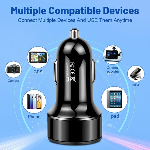 USB C Car Charger Adapter, 4 Port Car Cigarette Lighter USB Charger with LED Voltmeter PD & QC3.0 Car USB Adapter Phone Charger Compatible with iP...