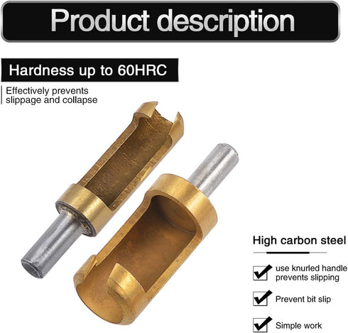 4pcs Wood Plug Hole Titanium Coated Cutter Drill Bits Set 1/4" 3/8" 1/2" 5/8" Cutting Dowel Power Woodworking Cork Hole Saw Tool Round Wood Plug T...