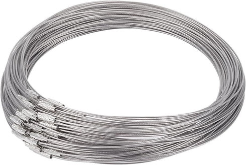 UNICRAFTALE 80pcs 17.5inch Darkgray Stainless Steel Wire Choker Necklace with Brass Screw Clasp, DIY Jewelry Making, 14.5mm Diamater...