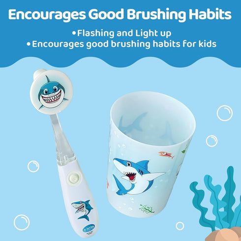 Lily's Home Kids Flashing Timer Toothbrush kids with Soft Bristles, Rising Cup & Cover - Fun 2-Min Light-Up Brushing for Children - Toddler Toothb...