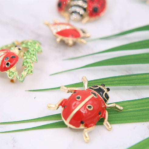 Set of 9 Lovely Little Ladybug Brooch Women’s Crystal Rhinestone Brooch Pins Party Gift Jewelry Accessories...
