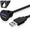 TNP USB 3.0 Flush Mount Cable w/Buckle, Dashboard Panel Dash Mount 1 Port USB Socket Plug Jack Connector Extension Wire Cord Water Resistant Male ...