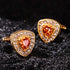 V & L Gold Crystal Cuff links Yellow – Fancy Unique Elegant Sparkling Luxury Gem Stone Cufflinks for men in Triangle - Perfect for Wedding, Formal...