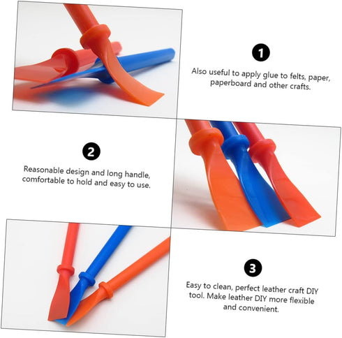 Silicone Glue Spreader 6pcs Glue Coated Sheet Leather Skiver Spachella Silicone Leather Glue DIY Leathercrafts Accessories Glue Applicator Handhel...