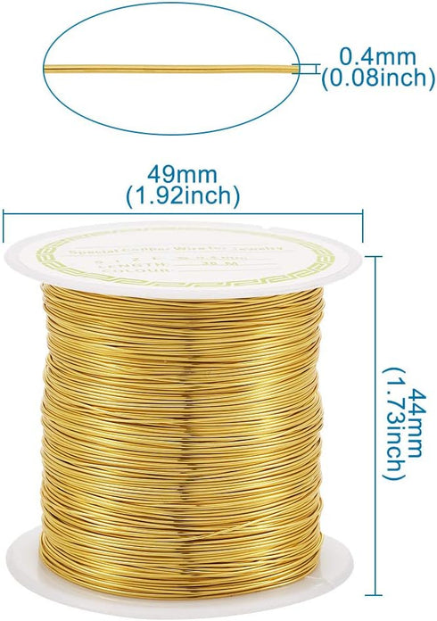 Pandahall 125 Feet Tarnish Resistant Copper Wire 26 Gauge Jewelry Beading Craft Wire for Jewelry Making (Golden)...
