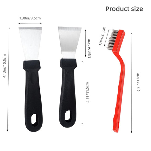 2Pcs Cleaning Scraper for Ovens, Stoves, Induction Hob, Stainless Steel Multi-Kitchen Scraperwith 3Pcs Stainless Steel Brass Nylon Brush ,Straight...