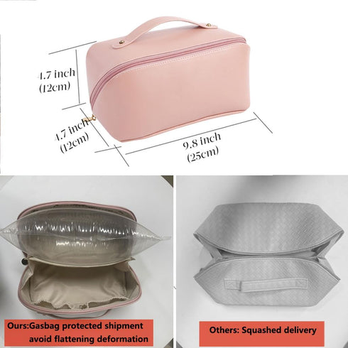 MINGRI Large Capacity Travel Cosmetic Bag for Women,Makeup Bag Travelling PU Leather Cosmetic Bag Waterproof,Multifunctional Storage Travel Toilet...