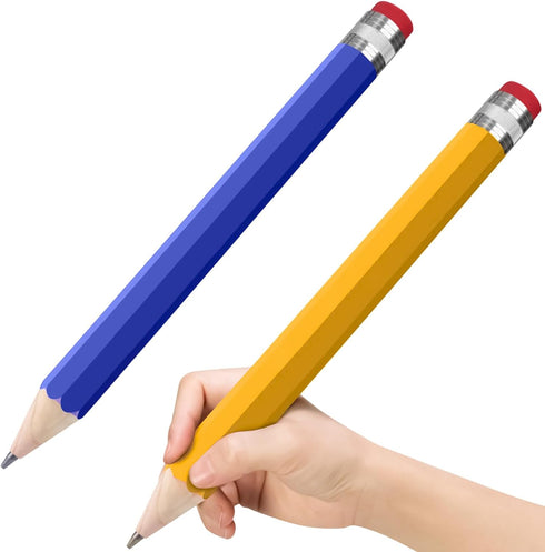 Wooden Jumbo Pencils 13.3'' Funny Giant Pencil For Party Favors Novelty Large Pencil For School Home Office Prop Supplies 2pcs Blue Yellow...