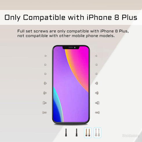 for iPhone 8 Plus Complete Full Screw Sets Replacement 8Plus with Bottom Pentalobe Screws Inner Part Kit Repair with Four Screwdrivers for A1864 A...