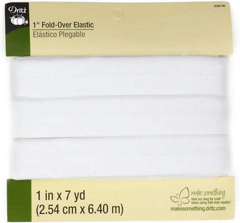 Dritz Fold-Over Elastic 1'X7yd-White...