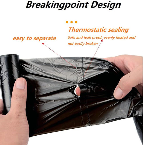 100 Count Trash Bags, jixik 5 Gallon Garbage Bags with Handlees 18''×23.6‘’ Unscented Black Trash Bag for Kitchen, Bedroom Livingroom, Bathroom...