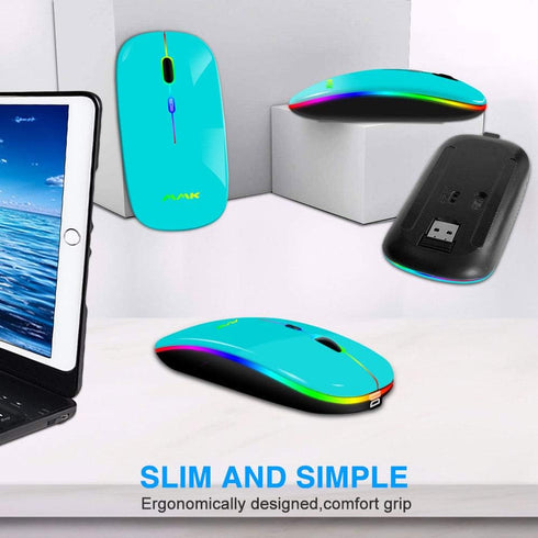 Wireless Bluetooth Mouse for Laptop, Rechargeable Mouse 2.4G USB Optical Wireless Mouse, LED Slim Dual Mode(Bluetooth 5.0 and 2.4G) Wireless Mouse...