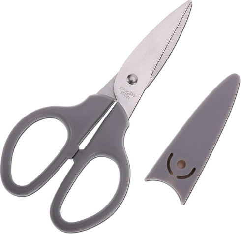Grey Multipurpose Scissors, 6in Straight Sturdy Sharp Scissors for Office School Student Home General Use Sewing Fabric Craft Supplies with Cover...