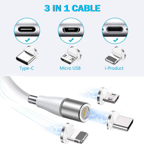 AICase Magnetic Charging Cable, Super Organized Retractable Fast Charging Cable,3 in 1 Self Winding Phone Cable with Data Transmission, Cable for ...