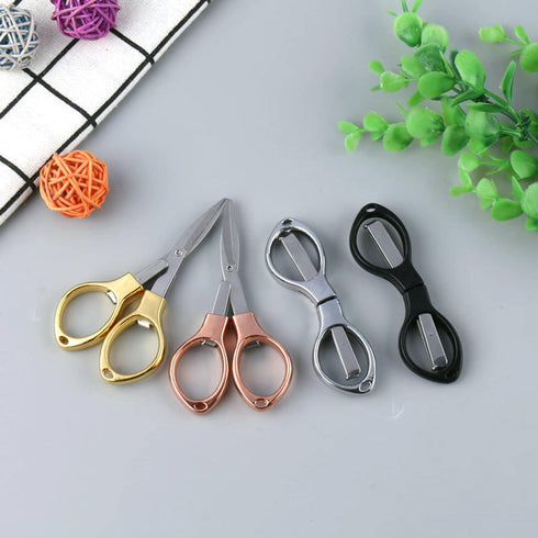 30 Pcs Folding Scissors Mini Travel Scissors Stainless Steel Portable Scissors Anti Rust Bulk Foldable Multipurpose Glasses Shaped Cutter for Nurs...