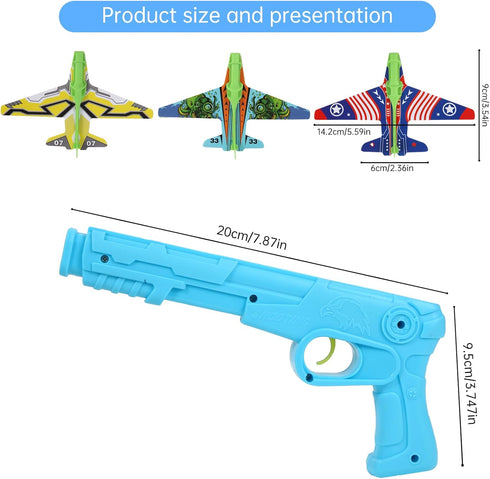 12 Pack Airplane Launcher Toys for Kids, 2 Launchers and 10 Foam Glider, Indoor Outdoor Flying Toys for Boys Girls 4-8 Years Old, Plane Party Favo...