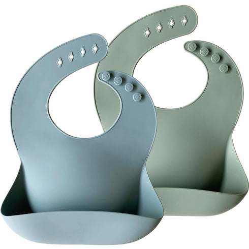 Moonkie Silicone Baby Bibs Set Of 2, BPA Free Soft Adjustable Fit Waterproof Feeding Bibs for Babies and Toddlers(Ether/Sage)...