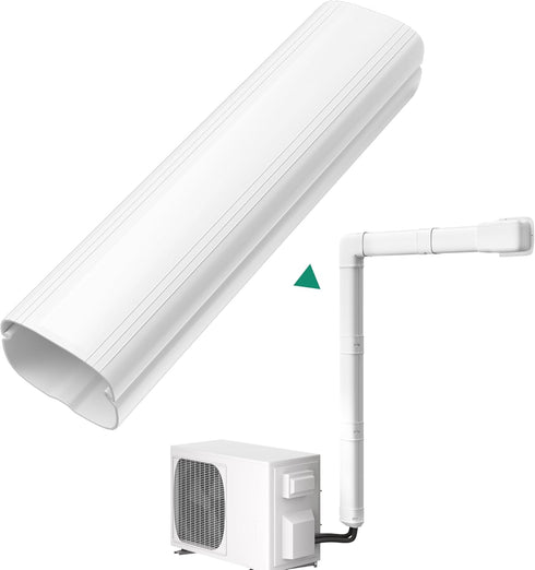 4" Width 1.35 Ft Short Straight Duct, Split Unit Line Cover Accessories for Ductless Mini Split Air Conditioners and Central AC...
