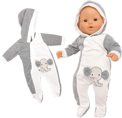 Baby Doll Clothes Casual Cute Handmade Elephant Long-Sleeved Clothing Set Outfit with Hat for 14-17 Inch Dolls Gift Set...