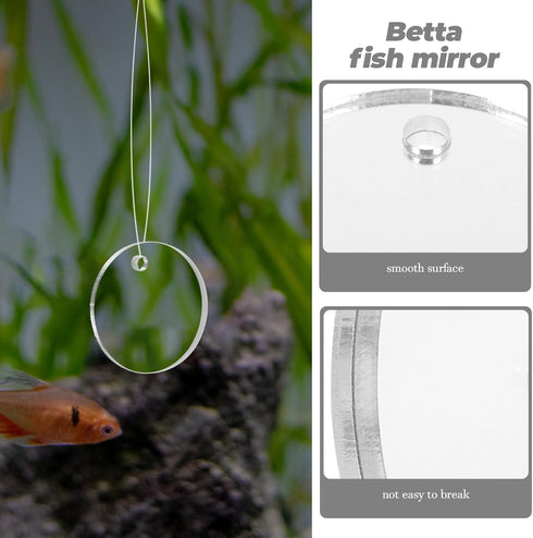 POPETPOP Betta Exercise Mirror 1 Set Double Sided Circle Betta Mirror with Floating Ball for Aquarium Fish Tank 5CM...
