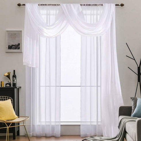 MIULEE Sheer Window Scarf Valance Extra Long Topper Window Treatment Elegant Curtain Scarves Luxury Swag Curtain Drapes for Party Wedding Arch Cer...