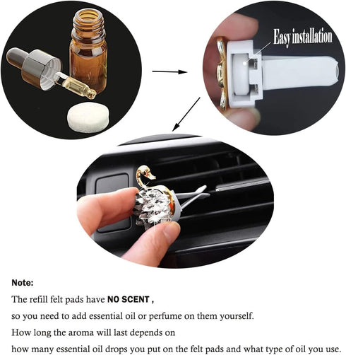 Car Air Vent Clip Replacement Pads, Car Diffuser Vent Clips Diffuser Bracelet Necklace Pendant Locket, Unscented Refill Tablets for Car Air Freshe...