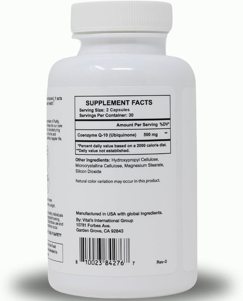 PRISTINE'S CoQ10 500MG Energy Production Support Supplement Capsules - 30 Day Supply Heart Health Supplement - Lung Health & Migraine Support Anti...