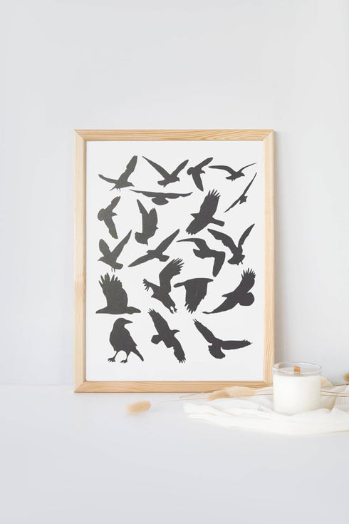 Reusable Birds Stencil 8.5" x 11" - Custom Crow, Seagull, Eagle Design for Nature-Inspired Crafts...