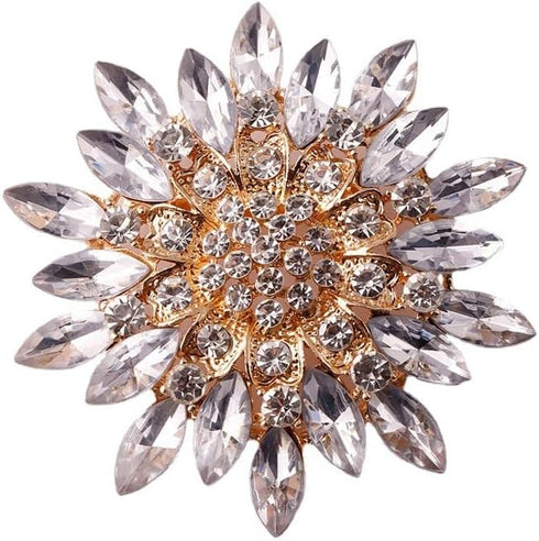 Vintage Rhinestone Sunflower Brooch Pin Stylish Crystal Flower Shape Brooch Pin Elegant Clothing Hat Bag Accessories Jewerly for Women...