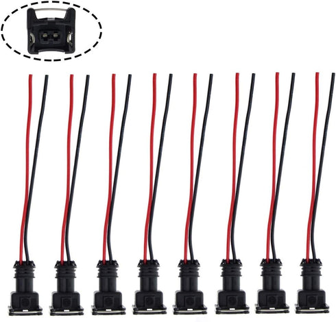 Fuel Injector Connector EV1 OBD1 Plug Wire Harness Pigtail Wiring Loom Clip Cut & Splice 2-Wire Female - 8pcs...