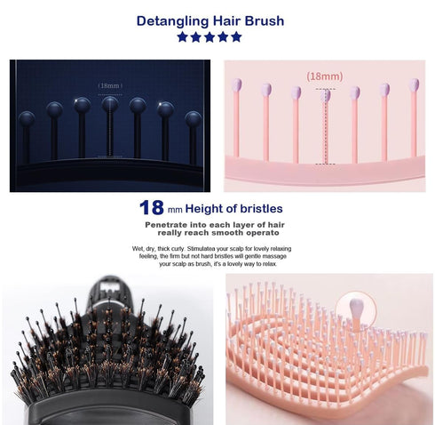 Detangling Hair Brush, 2 Pcs Curved Vent Hair Brush For Blow Drying For Thick,Curly,Long Hair, Wet Brush Detangler Quickly Detangles and Smooths h...