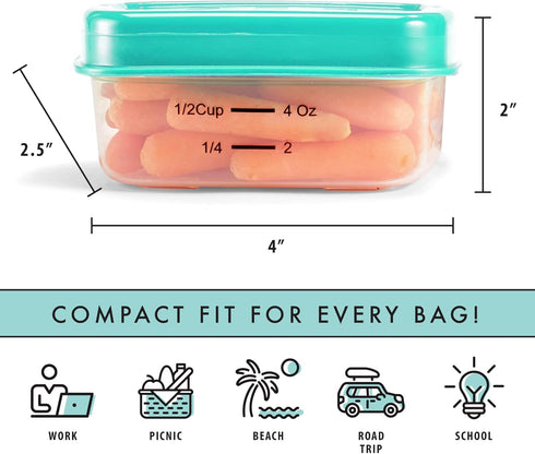 Fit & Fresh 1/2-Cup Snack Set, Condiment & Salad Dressing Containers, Reusable & Leakproof Lunch Containers, Perfect for Insulated Lunch Bag, Lunc...