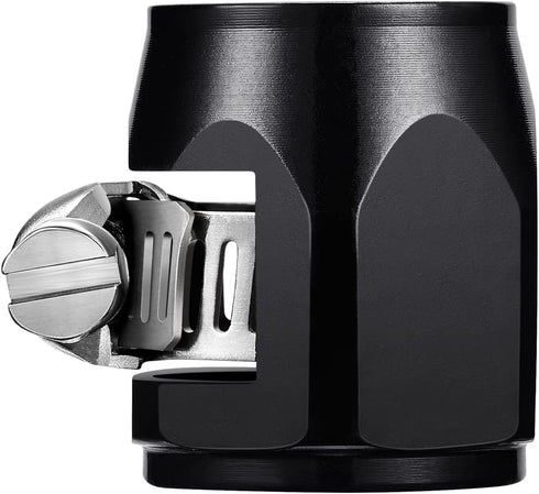 Flexible Rubber Pipe Clamps - 6AN Hose Finisher Clamp with Screw Band for 3/8 Fuel Line, 4Pcs/Pack Black Hose Connectors, Great for Fuel/Oil/Diese...