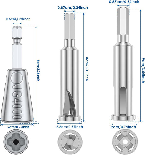 Wire Twister Tool for Drill, 3 Way/ 5 Way Wire Stripper and Electrical Wire Twister Tool for Power Drill, Quick Stripping Tool Set for 6-10 AWG Ca...