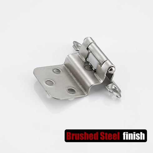 JQK 3/8 Inch Inset Cabinet Door Hinges Satin Nickel, 4 Pack 2 Pairs Flush Face Mount Cupboard Self-Closing Kitchen Cabinet Hardware Hinges with Do...