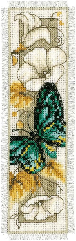 Vervaco Green Butterfly on Flowers Bookmark Cross Stitch Kit...