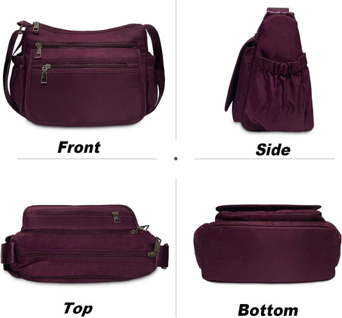 Nylon Crossbody Bags for Women Multiple Pockets Shoulder Handbag Casual Lightweight Waterproof Tote Purse...