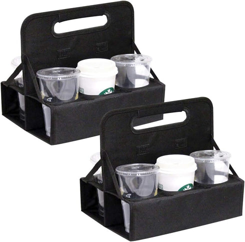 Preferred Nation Reusable Cup Carrier/Caddy (Set of 2), Holds 6 Soda Coffee Cups or Cans, Sturdy Frame and Solid Base, Foldable Convenient Easy to...