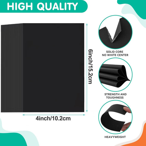 50 Sheets Black Cardstock 4 x 6 Inch Thick Paper, Black Smooth Card Stock Printer Paper for Invitations, Menus, Wedding, DIY Cards, 250GSM Thick P...