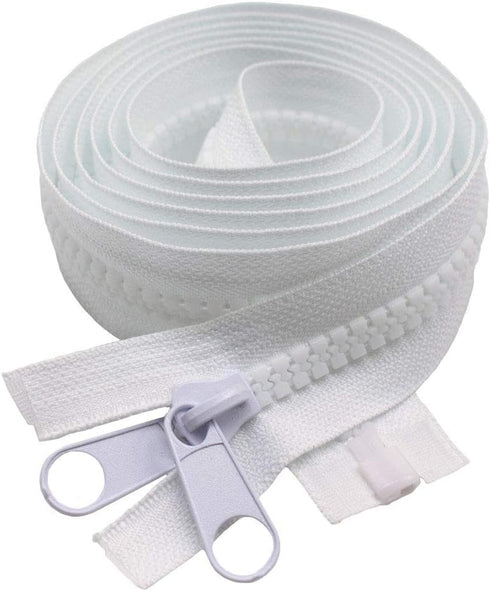 MebuZip 2PCS #10 48 Inch Heavy Duty Separating Plastic Zippers with Double Pull Tab Zipper Sliders Vislon Zippers for Sleeping Bag, Boat, Canvas, ...