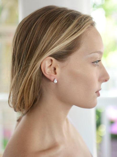 Mariell Cubic Zirconia Stud Earrings, Pear Shape CZ Crystal, 2 Carat Imitation Diamond Stud Earring Gift...