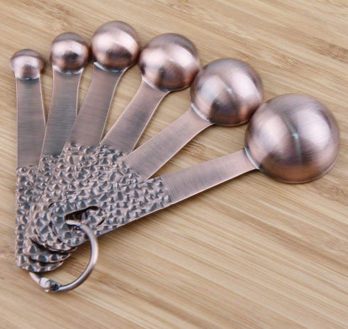 Smithcraft Measuring Spoons Set, Copper Measuring Spoons Set, Stainless Steel Measuring Spoons, Copper Plated Measuring Spoons, 6 Measurer Spoons ...