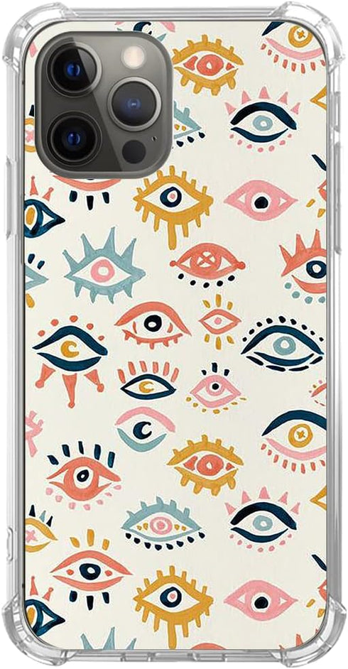 Mystic Evil Eyes Case Compatible with iPhone 15 Pro, Aesthetic Hippie Colorful Eyes Case for iPhone 15 Pro for Teens Women Men, Trendy Cool TPU Ca...