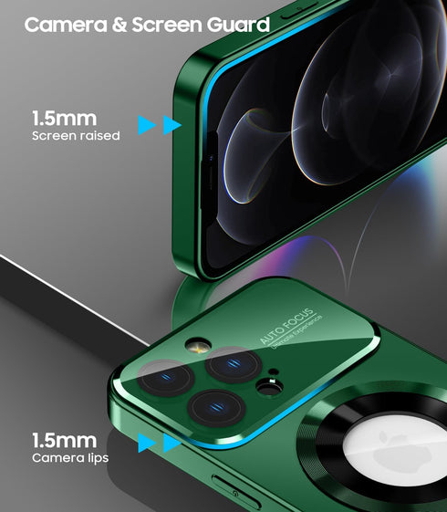 Magnetic for iPhone 12 Pro Max Case, Compatible with MagSafe, Built-in Camera Lens Protector, Logo View, Military Grade Drop Proof Phone Case Cove...